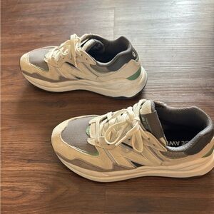 New Balance Cream and Green Athletic Shoes